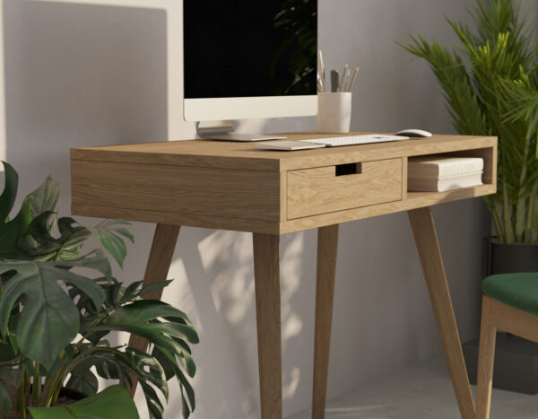Eichenholz-Schreibtisch im Mid-Century-Stil, 90 x 50 cm