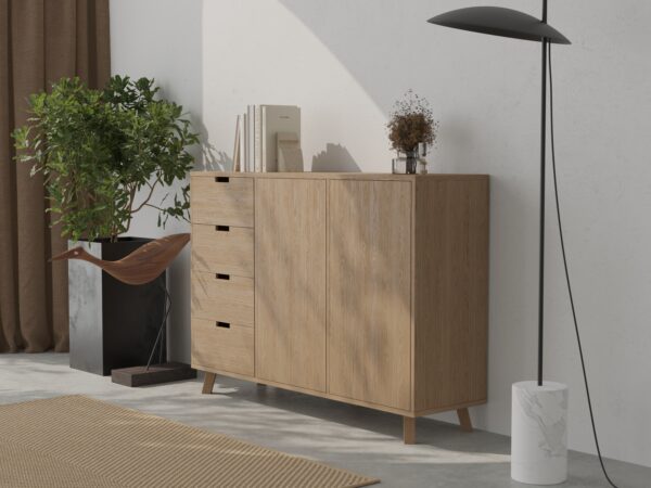 Kommode aus Eichenholz mit 4 Schubladen 143x40x100 cm