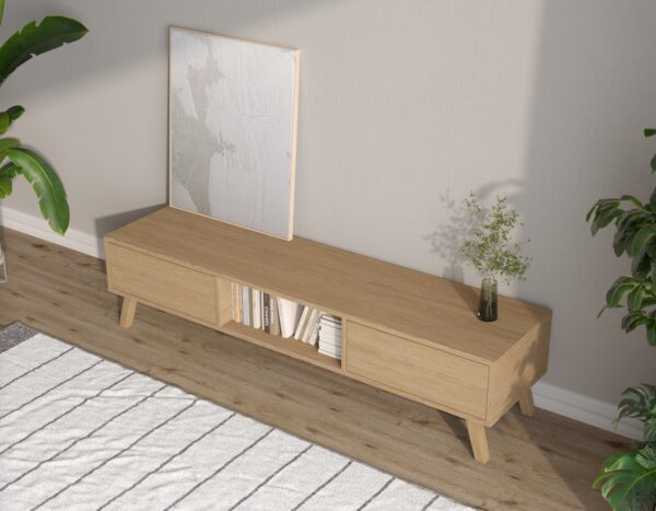 Modern TV Lowboard Holz 180 cm aus Eiche