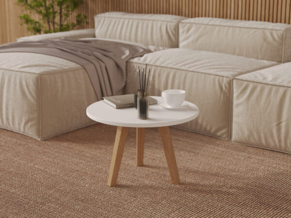 Moderner Runder Couchtisch Holz 60 cm mit weißer Tischplatte