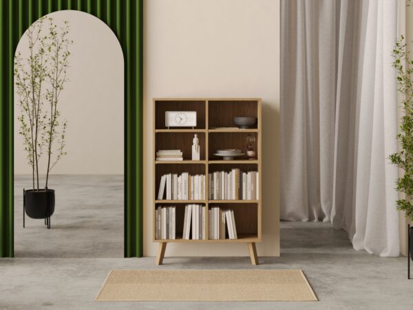 Modernes Bücherregal aus Eichenholz 136 x 90 cm breit