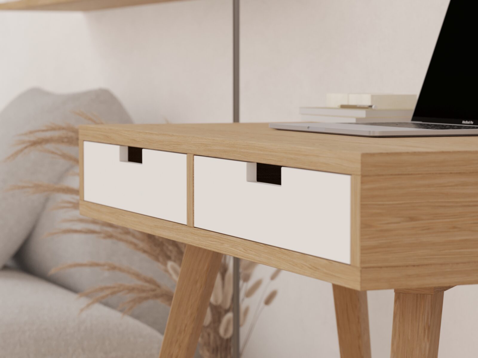 Moderner Skandinavischer Schreibtisch Aus Holz 90 Cm Mit Zwei moderner-skandinavischer-schreibtisch-aus-holz-90-cm-mit-zwei