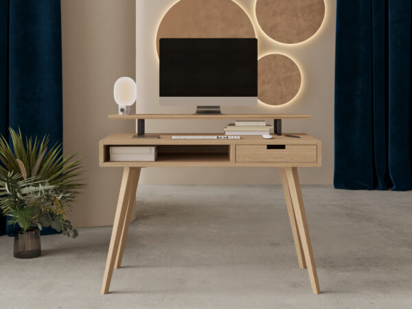 Schreibtisch Eiche 100 cm mit Schublade aus Massivholz