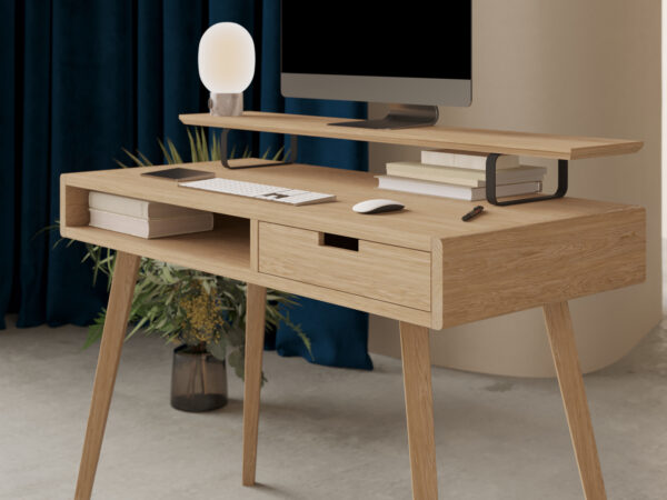 Schreibtisch Eiche 100 cm mit Schublade aus Massivholz