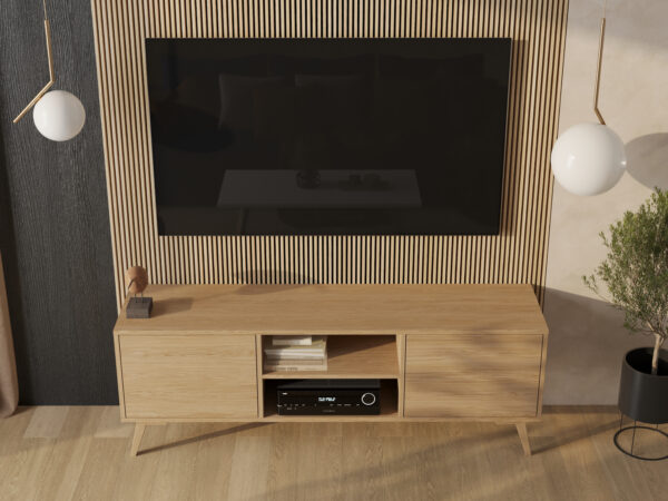Modern TV Board Holz Eiche 180 cm breit, 64 cm hoch