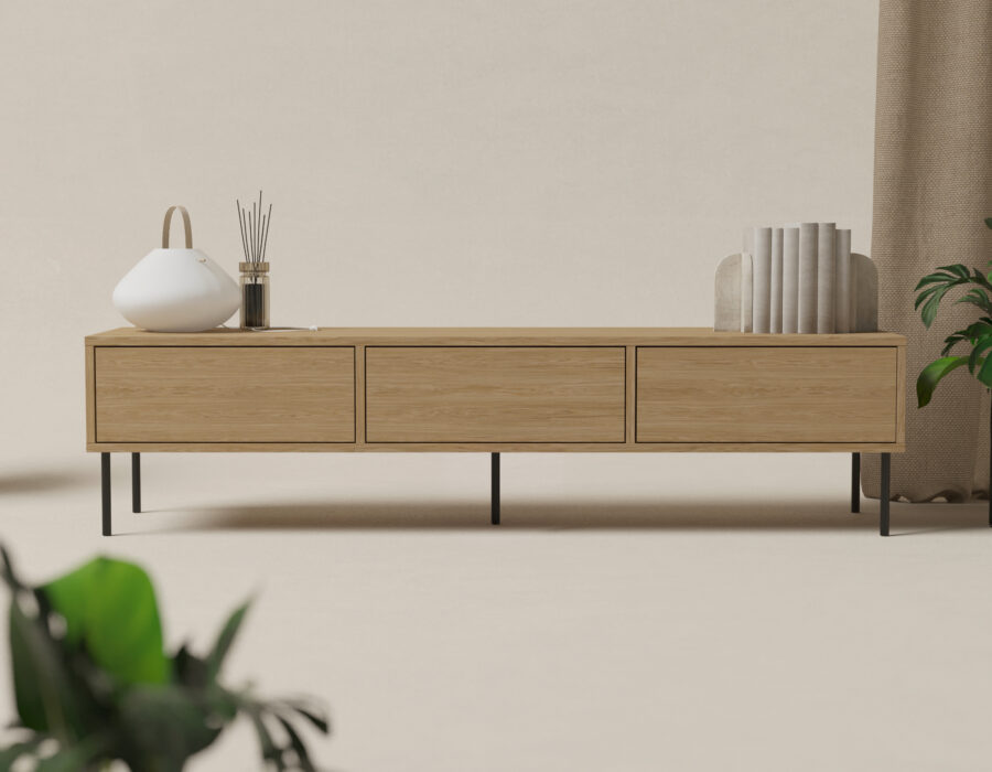 TV Board Modern 180 cm aus Holz mit Metallbeinen