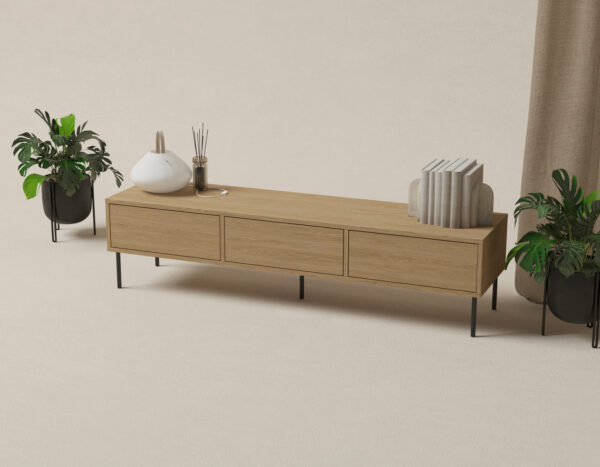 TV Board Modern 180 cm aus Holz mit Metallbeinen