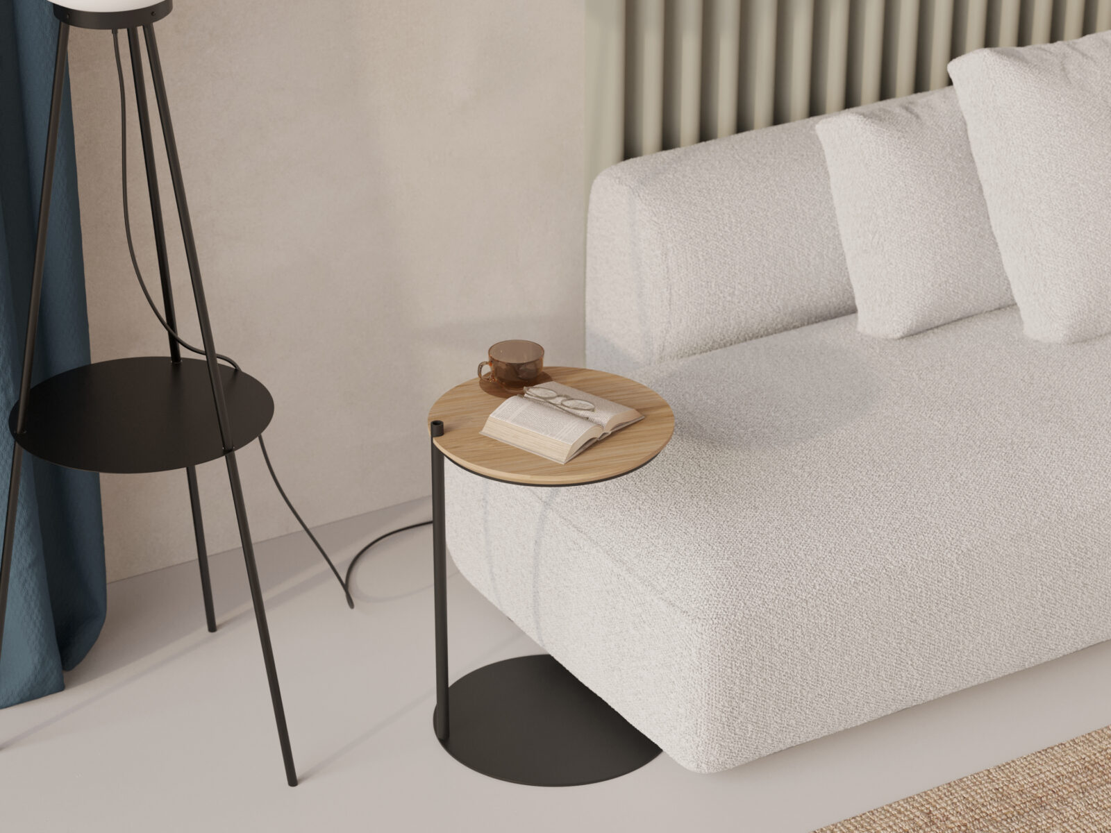 Moderne Beistelltisch mit rundem Holzplatte