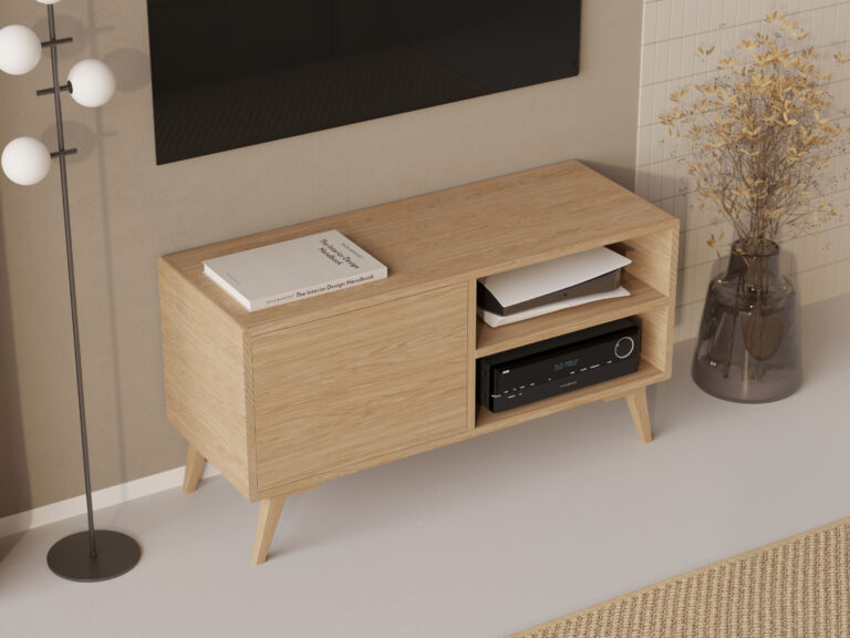 Moderne TV-Kommode, 120 cm breit, abgerundete Ecken