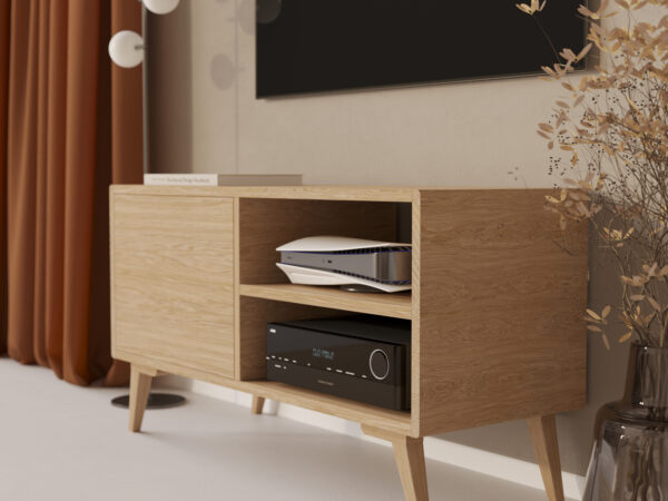 Moderne TV-Kommode, 120 cm breit, abgerundete Ecken