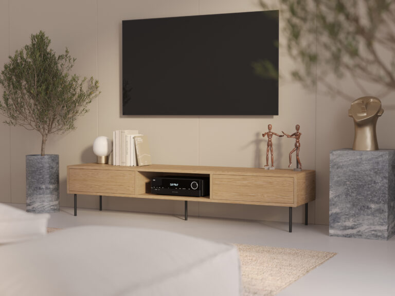 TV-Schrank aus Eichenholz 200 cm im Loft-Stil