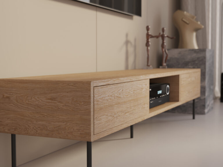 TV-Schrank aus Eichenholz 200 cm im Loft-Stil