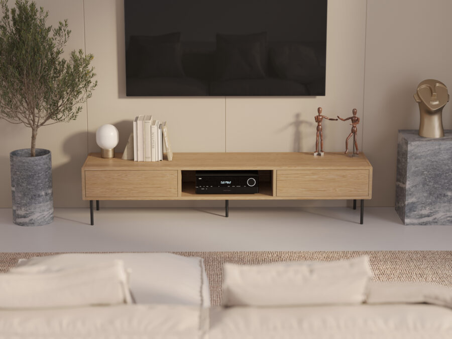 Eichen-TV-Lowboard 200 cm im Loft-Stil