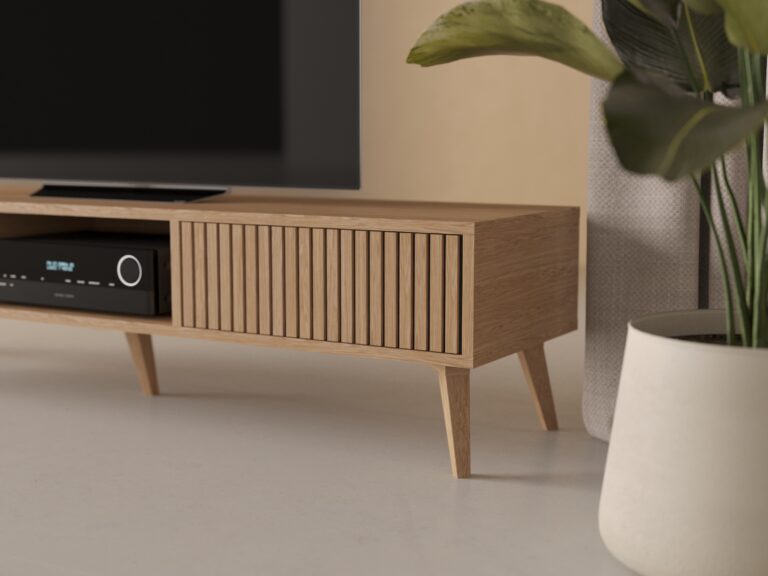 Moderne TV-Schrank 180×45 cm mit Eichenlamellen